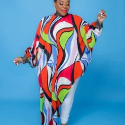 Curvaceous Boutique Orange Print Chiffon Asymmetric Top