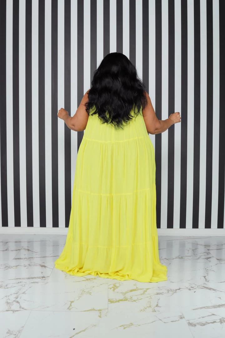 Curvaceous Boutique Yellow Tiered Halter Dress DRESSES 5 Curvaceous Boutique Yellow Tiered Halter Dress DRESSES