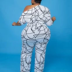 Curvaceous Boutique Scribble Dolly Off Shoulder Jumpsuit JUMPSUITS
