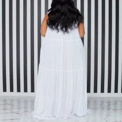 Curvaceous Boutique White Tiered Halter Dress