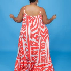 Curvaceous Boutique DRESSES Orange Chevron Maxi Dress