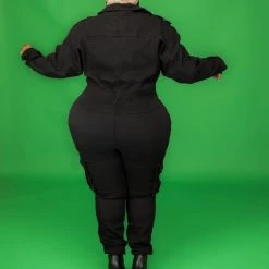 Curvaceous Boutique Black Denver Denim Jumpsuit JUMPSUITS
