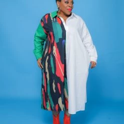 Curvaceous Boutique Half Painted Tunic Dress DRESSES