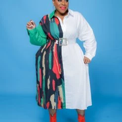 Curvaceous Boutique Half Painted Tunic Dress DRESSES