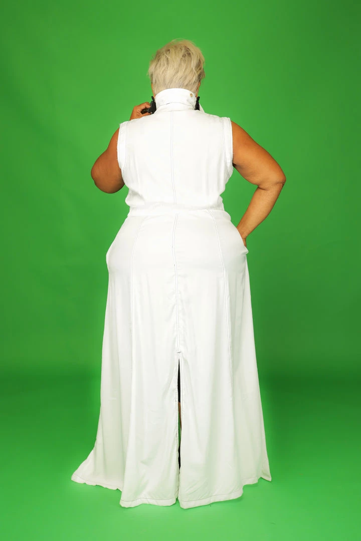 Curvaceous Boutique DRESSES White Stitched Denim Dress 6 Curvaceous Boutique DRESSES White Stitched Denim Dress