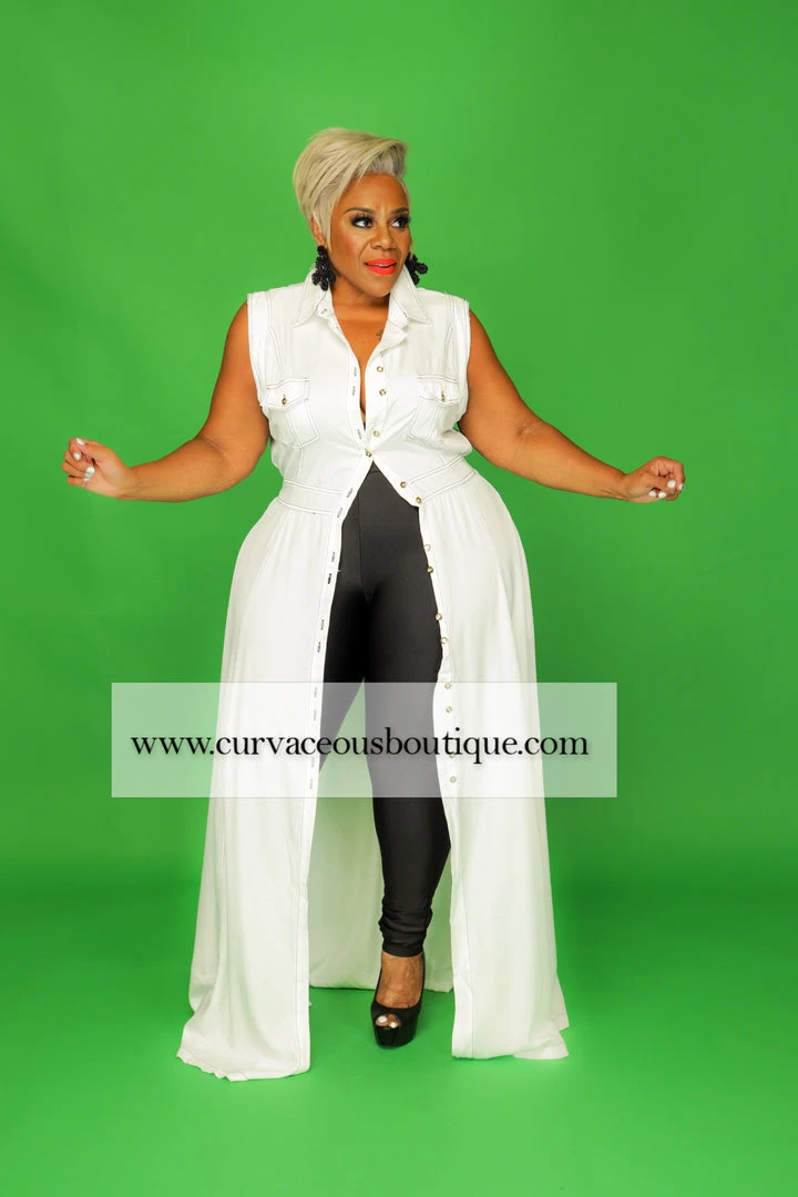 Curvaceous Boutique DRESSES White Stitched Denim Dress 5 Curvaceous Boutique DRESSES White Stitched Denim Dress