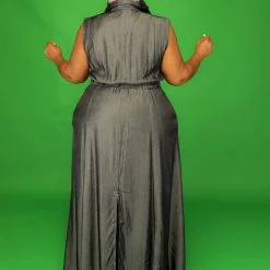 Curvaceous Boutique DRESSES Black Stitched Denim Dress