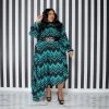 Curvaceous Boutique NEW Teal Print Logan Chiffon Dress