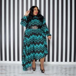 Curvaceous Boutique NEW Teal Print Logan Chiffon Dress