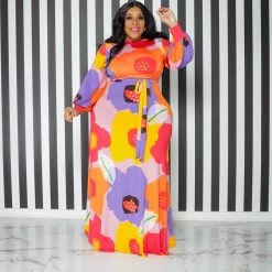 Curvaceous Boutique NEW Orna Colorful Maxi Dress