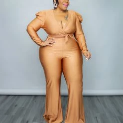 Curvaceous Boutique Bronze Selena Flare Jumpsuit