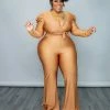 Curvaceous Boutique Bronze Selena Flare Jumpsuit