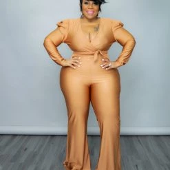 Curvaceous Boutique Bronze Selena Flare Jumpsuit