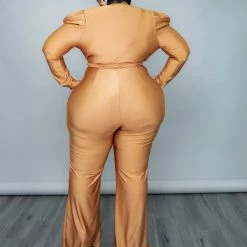 Curvaceous Boutique Bronze Selena Flare Jumpsuit