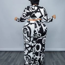 Curvaceous Boutique Scribble Tie Pant Set SETS