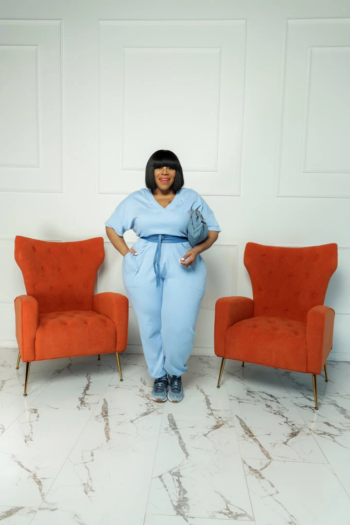 Curvaceous Boutique Blue Harem Pocket Jumpsuit 4 Curvaceous Boutique Blue Harem Pocket Jumpsuit