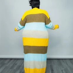 Curvaceous Boutique Mustard Stripe Knit Cardigan