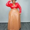 Curvaceous Boutique Camel Faux Leather Maxi Skirt 1 Curvaceous Boutique Camel Faux Leather Maxi Skirt