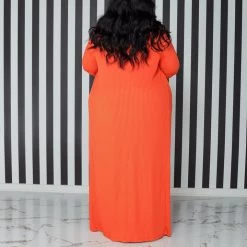 Curvaceous Boutique Orange Ribbed Tube Set