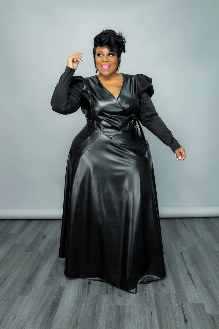 Curvaceous Boutique Black Faux Leather Maxi Skirt 3 Curvaceous Boutique Black Faux Leather Maxi Skirt