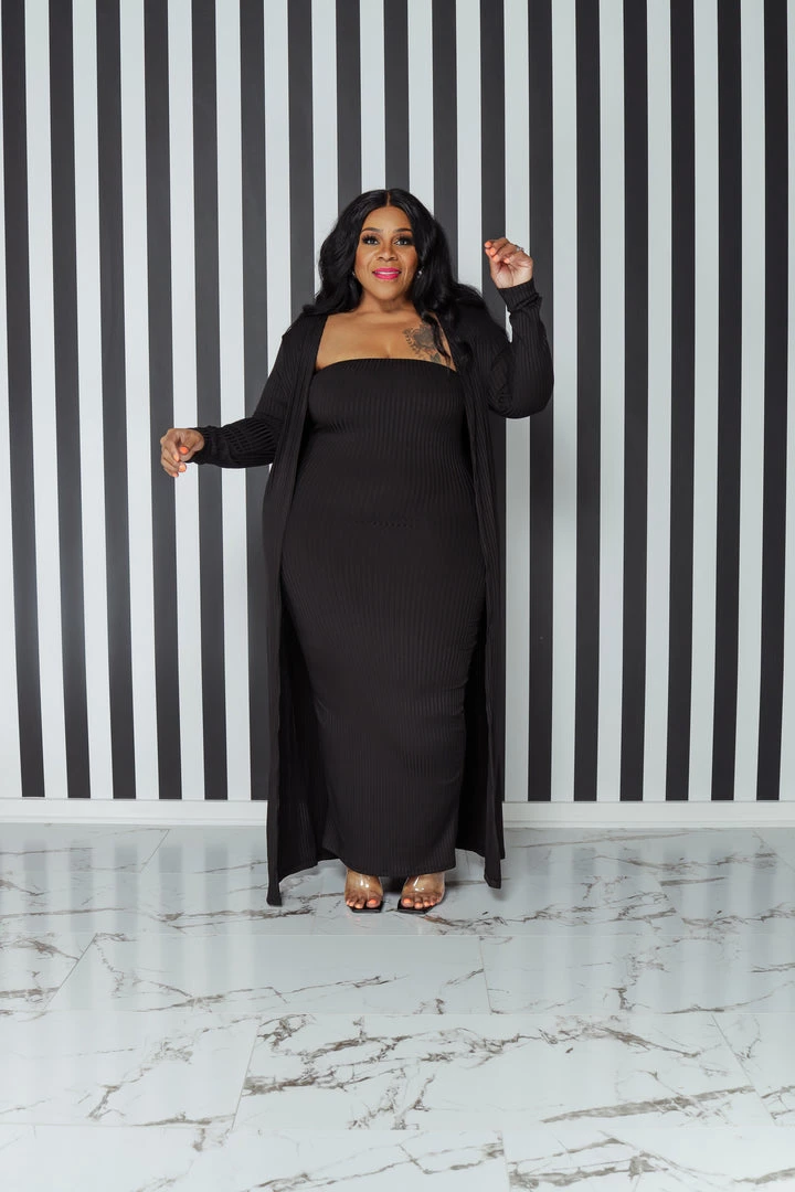 Curvaceous Boutique Black Ribbed Tube Set NEW 3 Curvaceous Boutique Black Ribbed Tube Set NEW