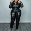 Curvaceous Boutique Black Vegan Leather Jumpsuit JUMPSUITS 2 Curvaceous Boutique Black Vegan Leather Jumpsuit JUMPSUITS