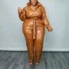 Curvaceous Boutique Cognac Vegan Leather Jumpsuit 1 Curvaceous Boutique Cognac Vegan Leather Jumpsuit