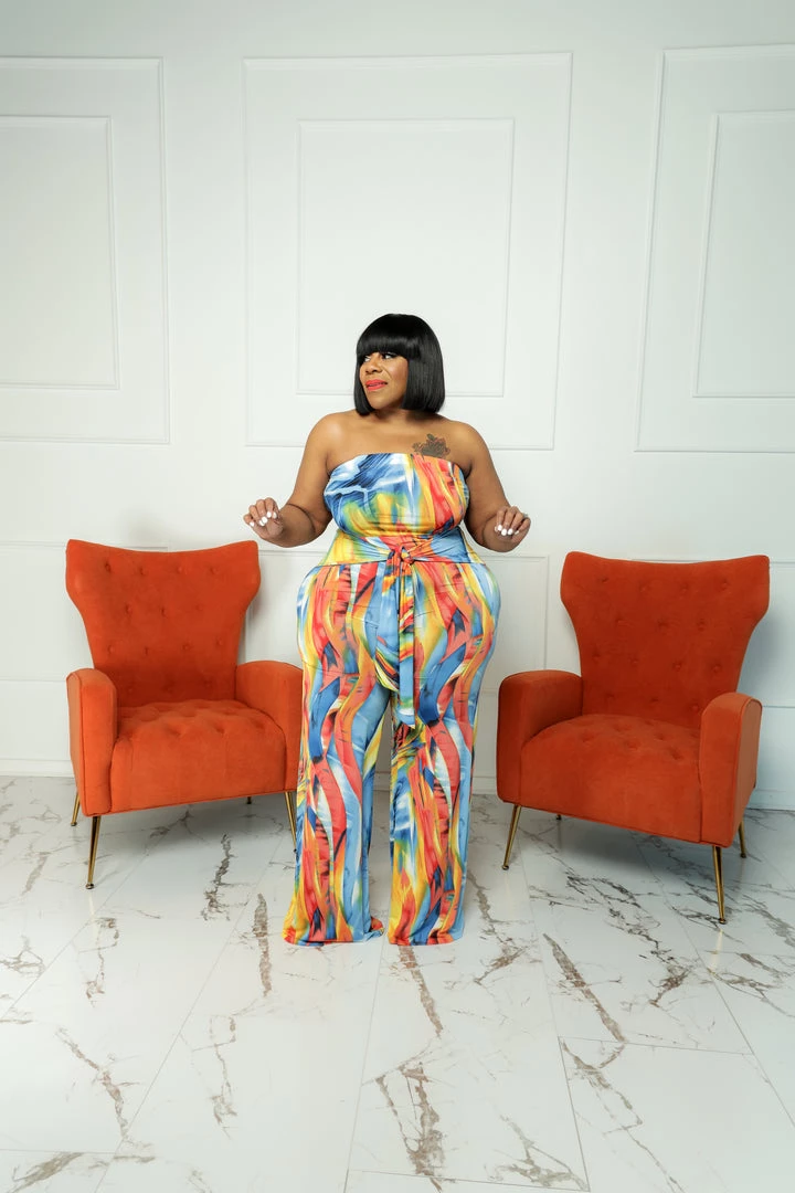 Curvaceous Boutique Jill Colorful Tube Jumpsuit NEW 3 Curvaceous Boutique Jill Colorful Tube Jumpsuit NEW