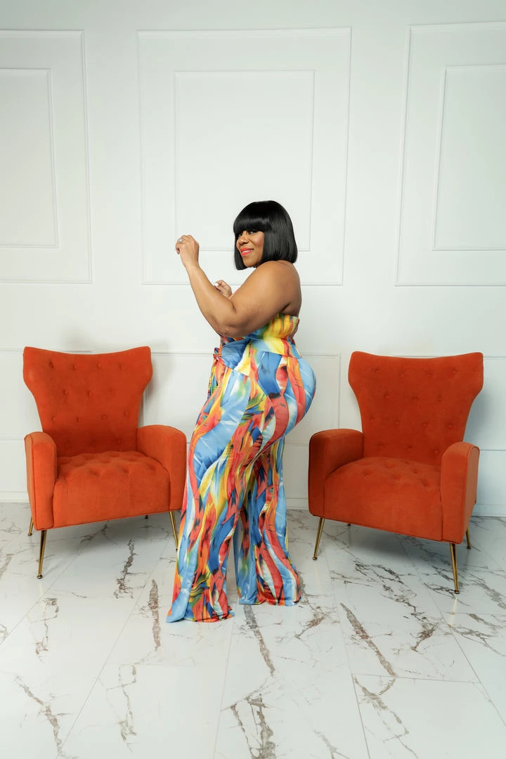 Curvaceous Boutique Jill Colorful Tube Jumpsuit NEW 4 Curvaceous Boutique Jill Colorful Tube Jumpsuit NEW