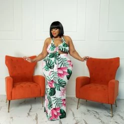 Curvaceous Boutique NEW White Leaf Skirt Set