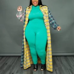 Curvaceous Boutique Yellow Plaid Open Duster