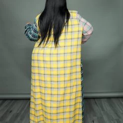 Curvaceous Boutique Yellow Plaid Open Duster