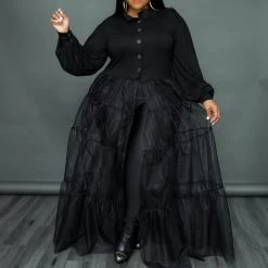 Curvaceous Boutique NEW Black Tulle Maxi Top