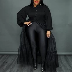 Curvaceous Boutique NEW Black Tulle Maxi Top