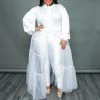 Curvaceous Boutique White Tulle Maxi Top NEW