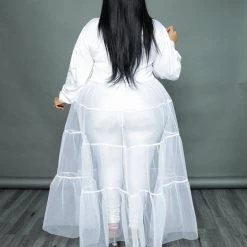 Curvaceous Boutique White Tulle Maxi Top NEW