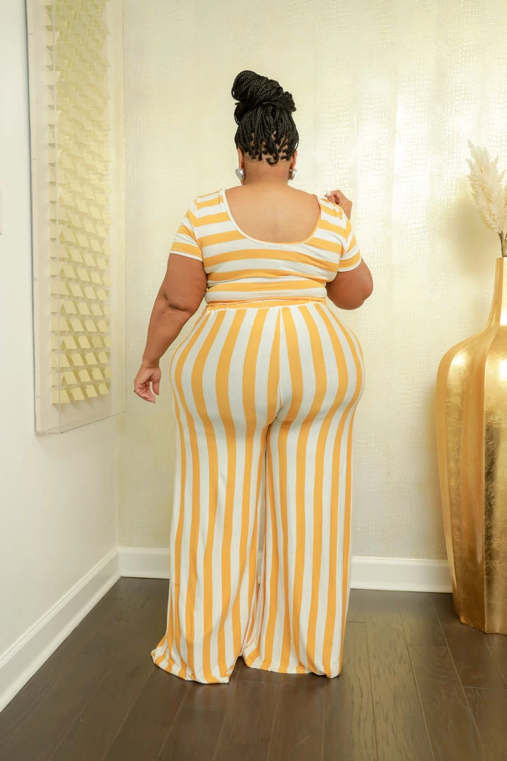 Curvaceous Boutique NEW Mustard Peppermint Stripe Pant Set 4 Curvaceous Boutique NEW Mustard Peppermint Stripe Pant Set