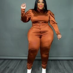 Curvaceous Boutique SALE Mocha Karon Draped Sleeve Set