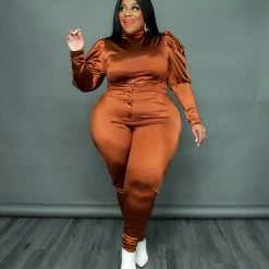 Curvaceous Boutique SALE Mocha Karon Draped Sleeve Set