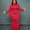 Curvaceous Boutique DRESSES Wine Lala Turtleneck Maxi Dress
