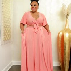 Curvaceous Boutique NEW Coral Set For Summer Skirt Set