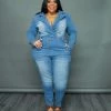 Curvaceous Boutique Double Breast Denim Jumpsuit JUMPSUITS