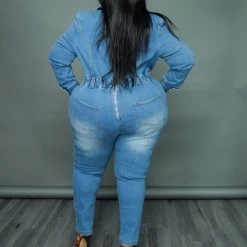 Curvaceous Boutique Double Breast Denim Jumpsuit JUMPSUITS