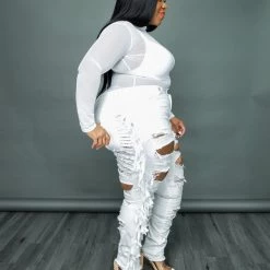 Curvaceous Boutique White Mesh Bodysuit NEW