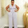 Curvaceous Boutique Purple On The Houndstooth Jumpsuit NEW
