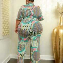 Curvaceous Boutique Aqua Spot On Jumpsuit
