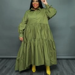 Curvaceous Boutique DRESSES Green Smock Swing Dress