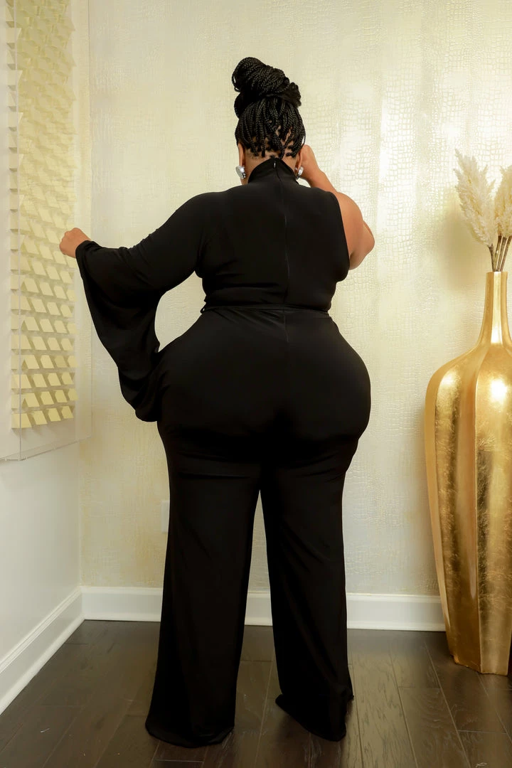 Curvaceous Boutique Black Cape Sleeve Jumpsuit NEW 4 Curvaceous Boutique Black Cape Sleeve Jumpsuit NEW