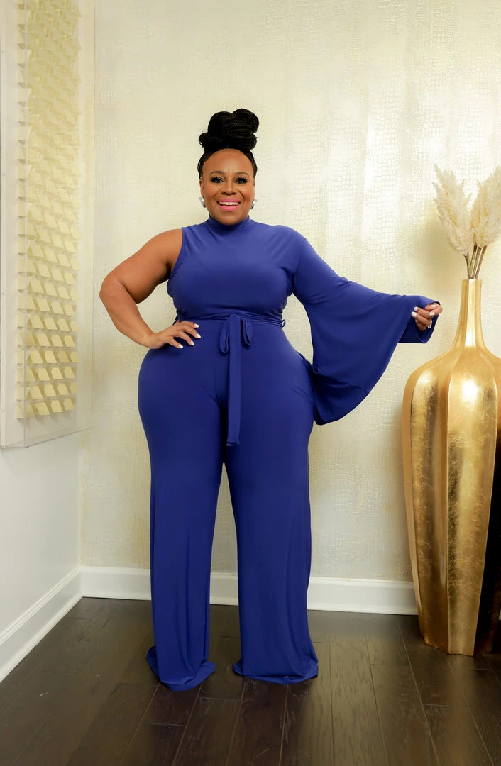Curvaceous Boutique Royal Blue Cape Sleeve Jumpsuit 3 Curvaceous Boutique Royal Blue Cape Sleeve Jumpsuit