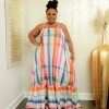 Curvaceous Boutique Rainbow Stripes Maxi Dress